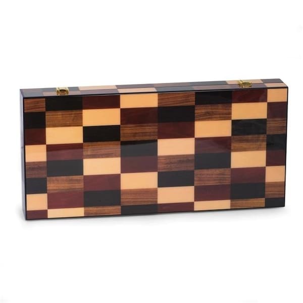 Bey Berk International Bey-Berk International G558M 18 in. Art Deco Design Backgammon Set; Black; Tan & Brown G558M - main